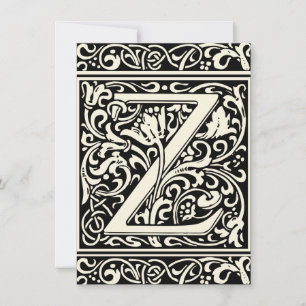 Letter Z Mediaeval Monogram Art Nouveau Invitation