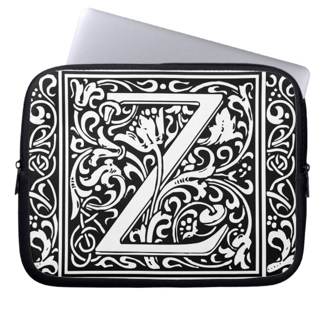 Letter Z Mediaeval Monogram Art Nouveau Laptop Sleeve (Front)