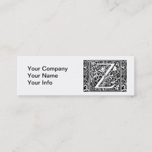 Letter Z Mediaeval Monogram Art Nouveau Mini Business Card