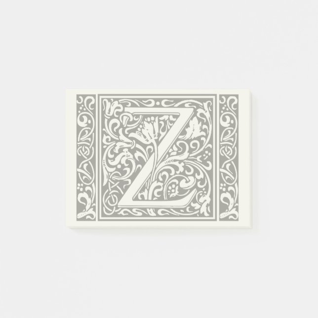 Letter Z Mediaeval Monogram Art Nouveau Post-it Notes (Front)