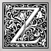 Letter Z Mediaeval Monogram Art Nouveau