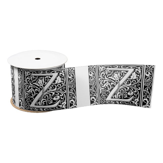 Letter Z Mediaeval Monogram Art Nouveau Satin Ribbon (Spool)