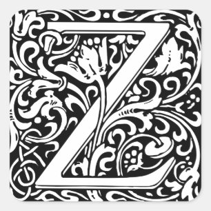 Letter Z Mediaeval Monogram Art Nouveau Square Sticker