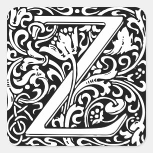 Letter Z Mediaeval Monogram Art Nouveau Square Sticker