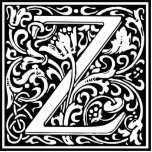 Letter Z Mediaeval Monogram Art Nouveau Standing Photo Sculpture<br><div class="desc">This initial Z is part of a complete series of upper case William Morris inspired typography initials. The black and white lettering is highly decorative, styled after the fancy typography of the middle ages. Cute and trendy, this is a vintage chic monogram Z - letter Z- swirly Z . Customise...</div>