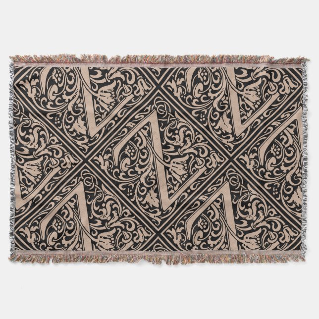Letter Z Mediaeval Monogram Art Nouveau Throw Blanket (Front)