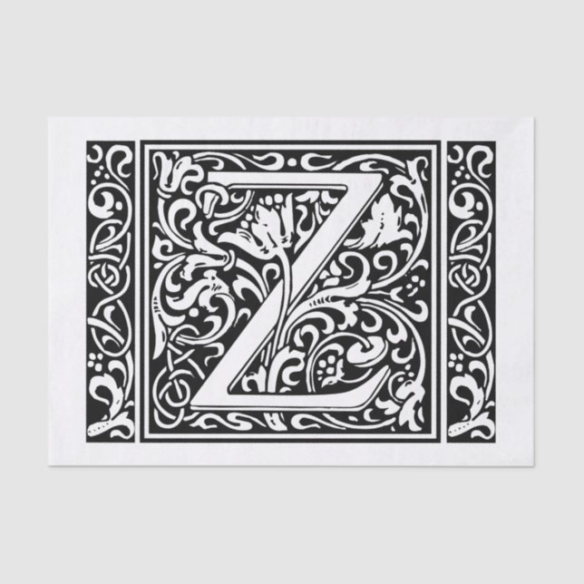 Letter Z Mediaeval Monogram Art Nouveau Tissue Paper (Front)