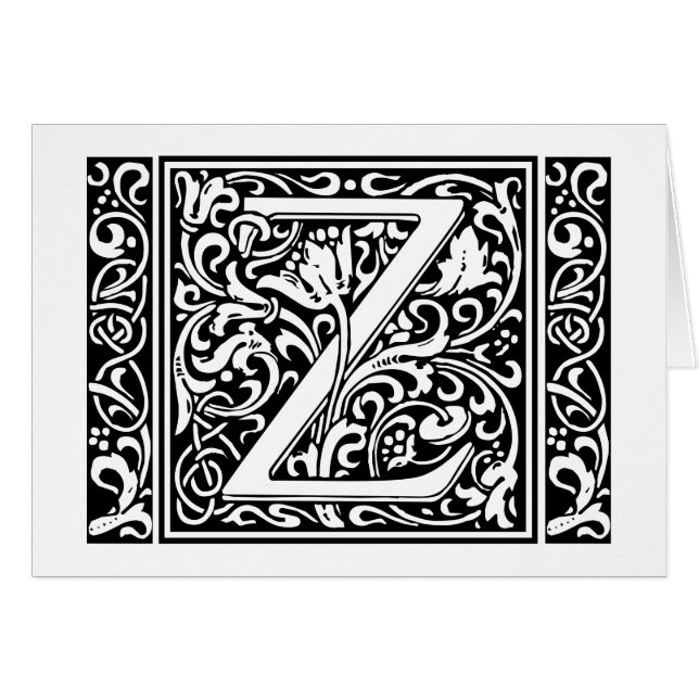 Letter Z Mediaeval Monogram Vintage Initial (Front Horizontal)
