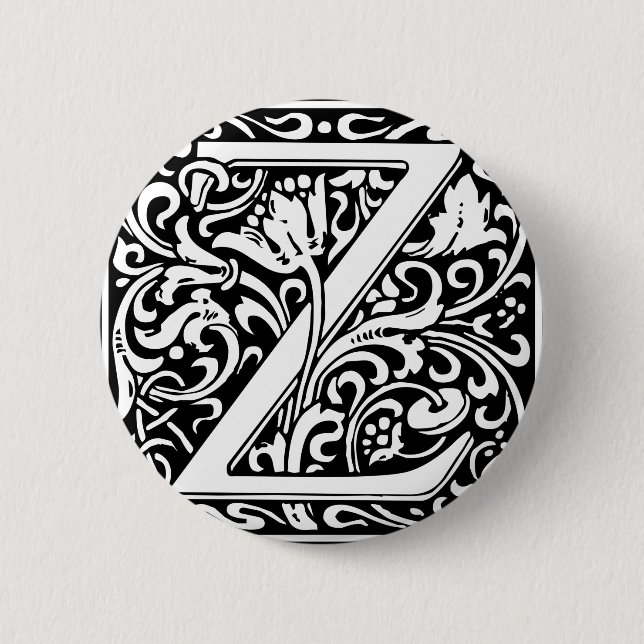 Letter Z Medieval Monogram Art Nouveau 6 Cm Round Badge (Front)