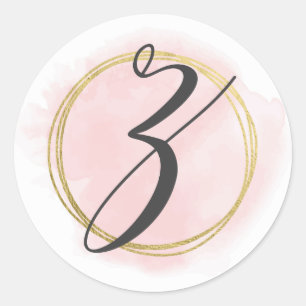 Letter Z Monogram Blush Pink Watercolor Gold Chic Classic Round Sticker