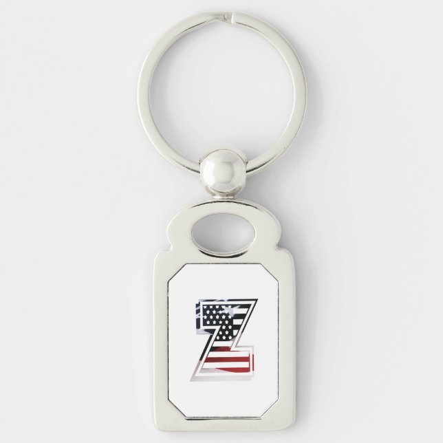 Letter Z Monogram Patriotic Key Ring (Front)