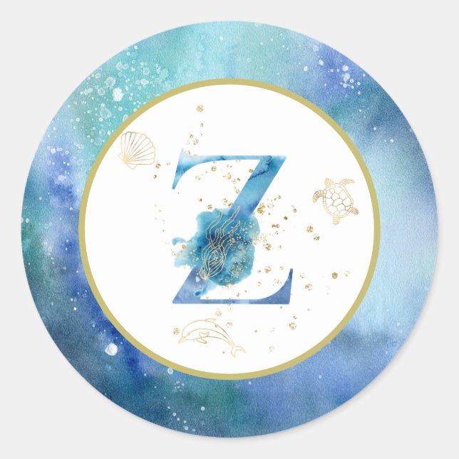 *~*  LETTER Z  - Nautical Beach Envelope  Sticker (Front)