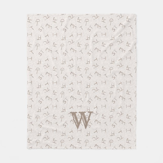 Lettered Cattle Brand Tan Fleece Blanket (Front)