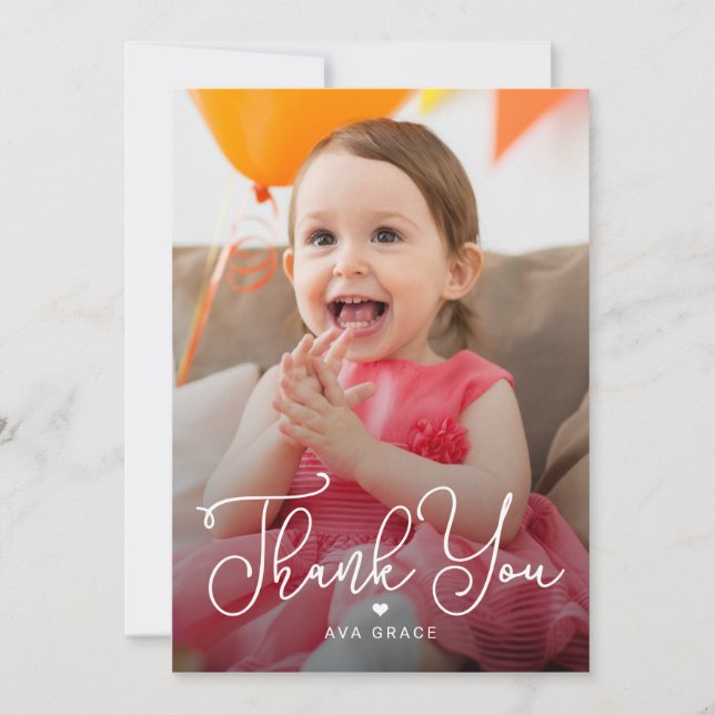 Lettered Charm Flat Thank You Note Card (Front)