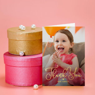 Lettered Charm FOIL Photo Thank You Card