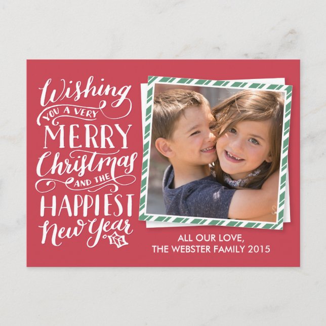 Lettered Christmas Collection Holiday Postcard (Front)