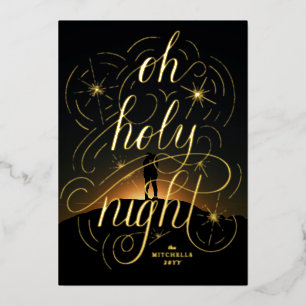 Lettered Oh Holy Night Foil Holiday Card