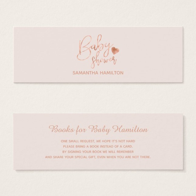Lettered Rose Gold Foil  Baby Shower Book Request (Front & Back)