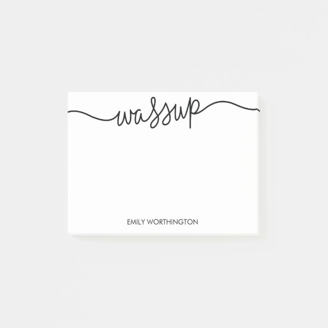 Lettered Wassup Custom Post-it® Notes (Black) (Front)