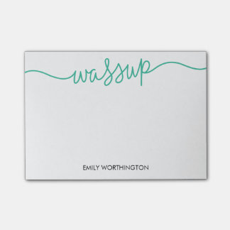 Lettered Wassup Custom Post-it® Notes (Emerald)