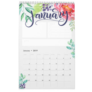 Lettered watercolor calendar - Personalised