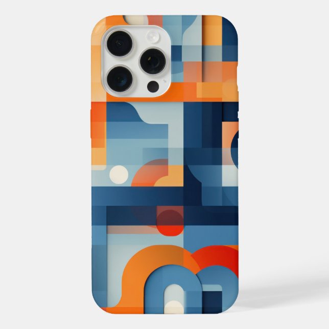 Letterforms in blue and orange iPhone case (Back)