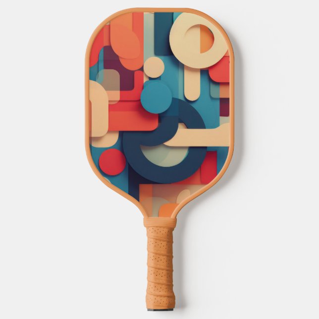 Letterforms in bright colours pickleball paddle (Front)