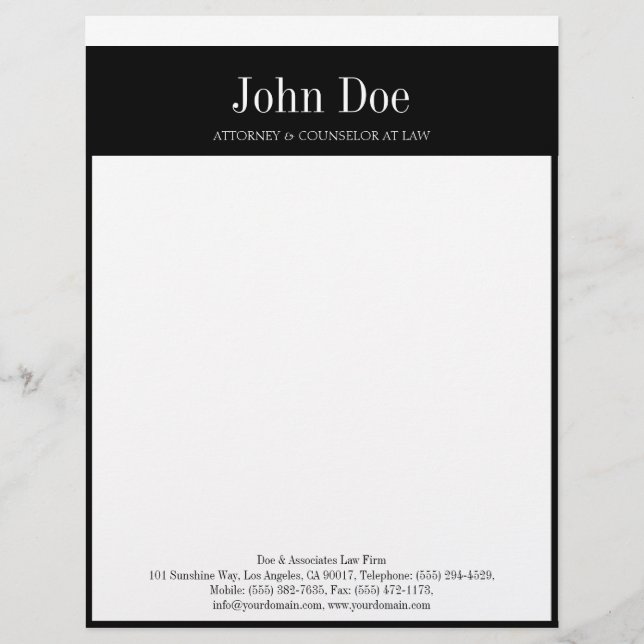 Letterhead Black White - Matches Business Card (Front)