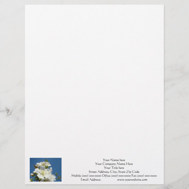 Letterhead Cherry Blossom Blue Sky custom Design (Front)