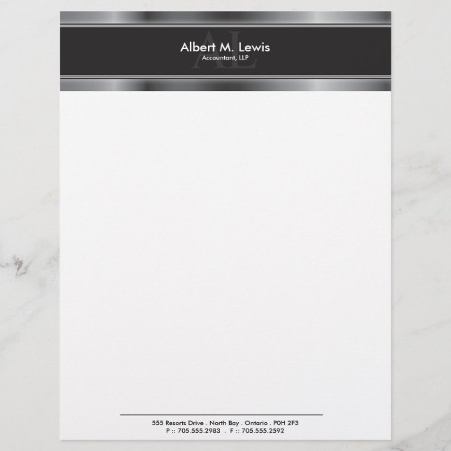 Letterhead Stationary - Professional Silver Metal (Front)
