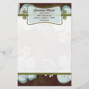 Letterhead Stationery Hawaiian Blue Flower