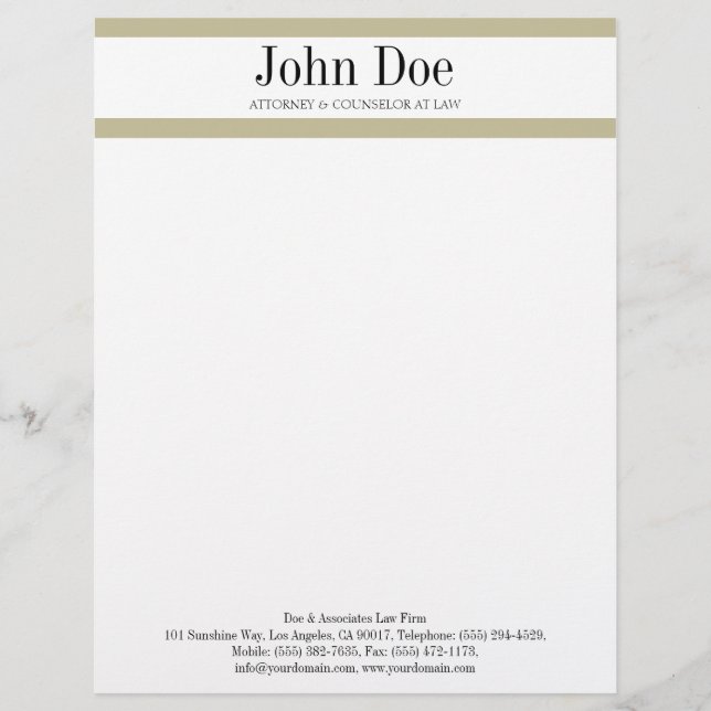 Letterhead Tan Stripes - Matching Business Card Template (Front)