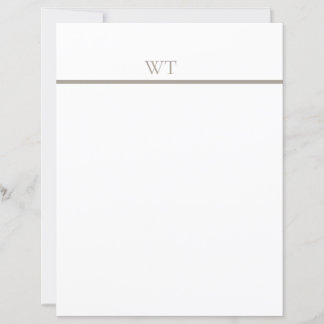 Letterhead Taupe Bar Monogram Stationery Paper