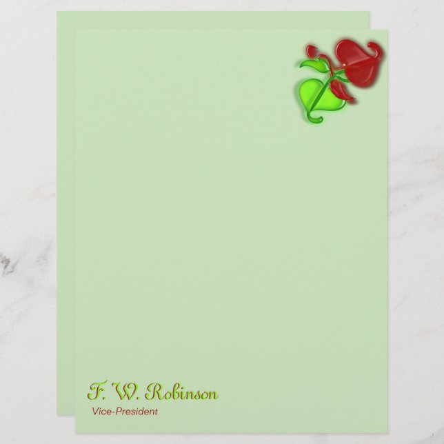 Letterhead - Two 3D Leaves with Name (Front/Back)
