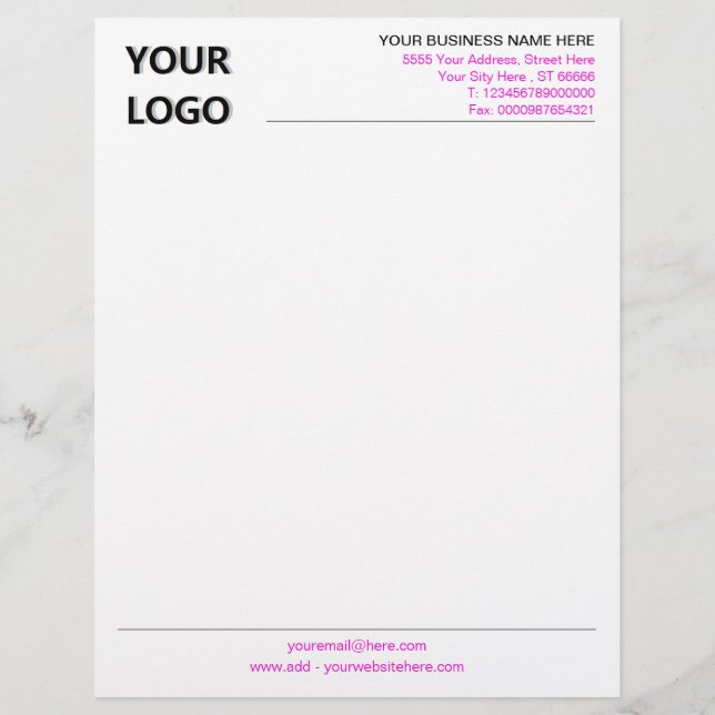 Letterhead with Logo - Custom Colours and Font (Front)