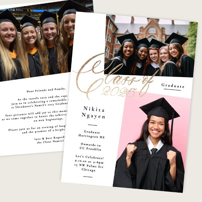 Lettering Class of 2025 | 3 Photo Graduate Party Announcement (Creator Uploaded)