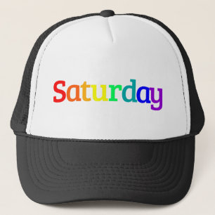 Lettering Design ‘Saturday’ in Rainbow Colors Trucker Hat
