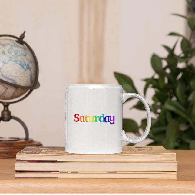 Lettering Design ‘Saturday’ in Rainbow Colours Coffee Mug (Creator Uploaded)