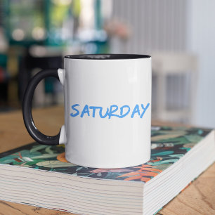 Lettering Design ‘Saturday’ in Sky Blue Mug