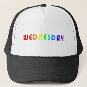 Lettering Design ‘Wednesday’ in Rainbow Colors Trucker Hat