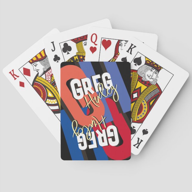 Lettering His Name in Style... bold monogram Playing Cards (Back)