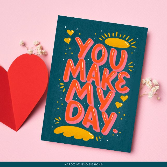 Lettering Love Quote Valentines Card (Front of folded card is shown in 5 x 7 size, add your text to the inside, and choose.)