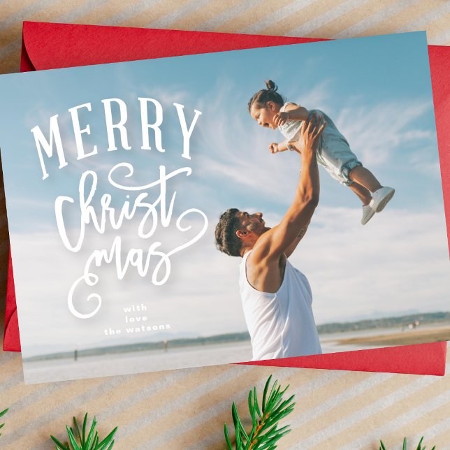 Lettering Merry Christmas Photo Holiday Card (Creator Uploaded)