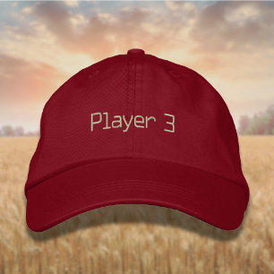 Lettering Player 3 in Beige Embroidered Hat