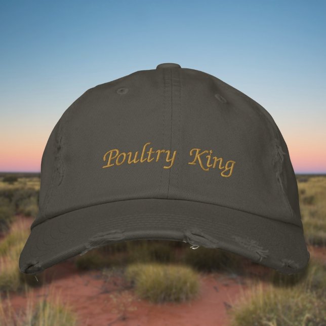 Lettering Poultry King in chicken brown Embroidered Hat (Creator Uploaded)