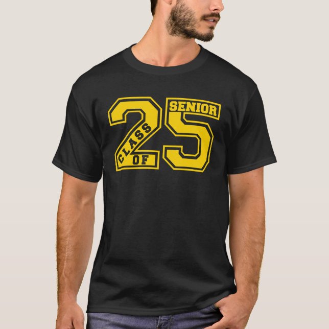 LETTERMAN CLASS OF 2025 SENIOR SWAG  GOLD  SENIOR  T-Shirt (Front)
