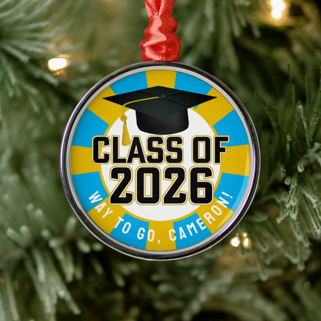 Letterman Class of 2026 Graduation Metal Ornament (Tree)