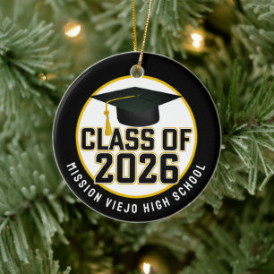 Letterman Class of 2026 Photo Graduation Ceramic Ornament