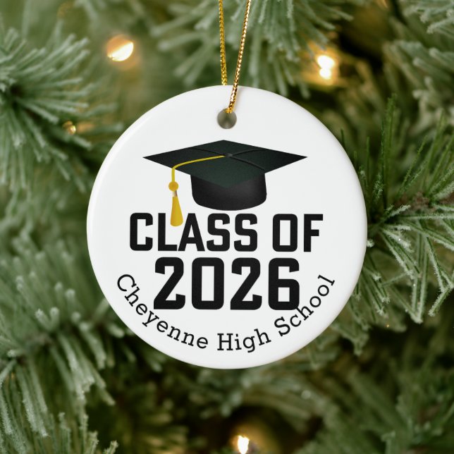 Letterman Class of 2026 Photo Graduation Ceramic Ornament (Tree)