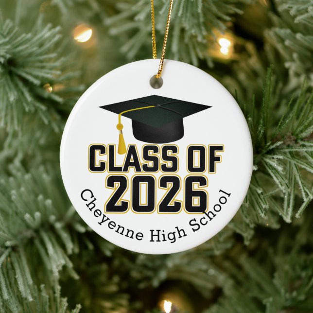 Letterman Class of 2026 Photo Graduation Ceramic Ornament (Tree)